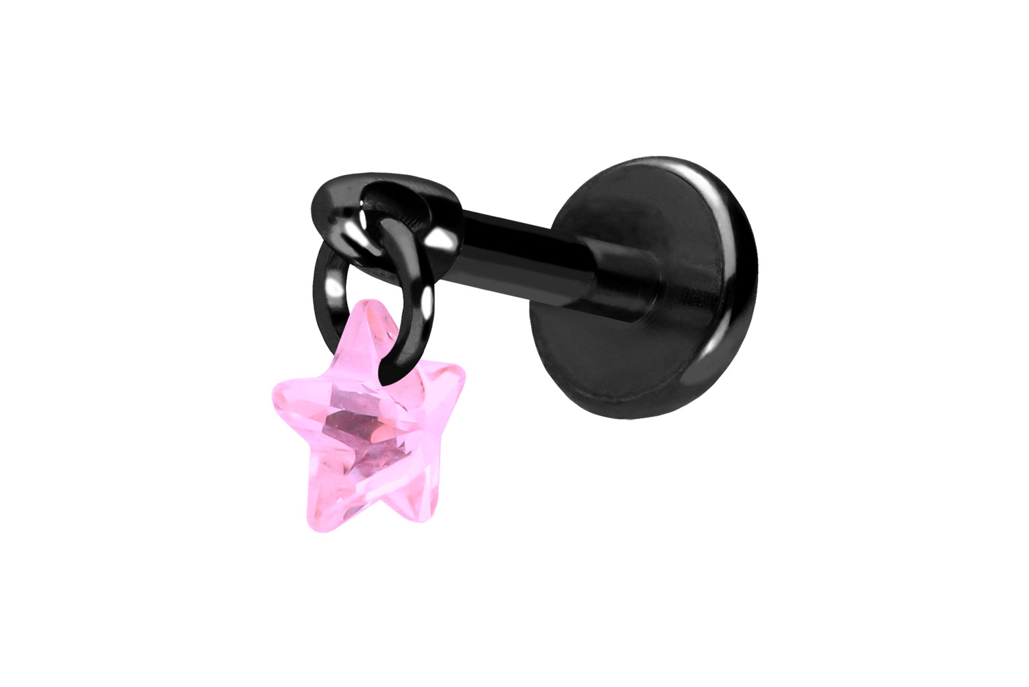 Titan Labret Piercing mit Push Fit KRISTALLSTERN